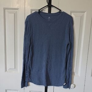GAP Ribbed Blue Crew Neck Top